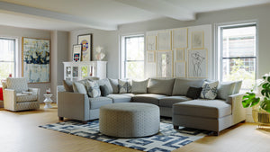 Fusion Palm Beach Iron Sectional Sofa With Chaise, 6 Pillows, Reversible Cushions & Flared Arms Grey Ws ,100% Polypropylene  28-21l,15,29,26r Palm Beach Iron Sectional