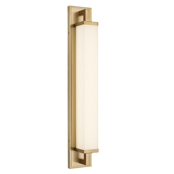 English Elm 28-inches Warm Brass Dimmable Led Vanity Bar Light for Modern Bathroom Walls Antique Brass B370P394094
