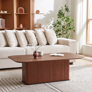 English Elm Coffee Oak Wood Coffee Table with Distressed Laminate Top and Sturdy Metal Frame for Modern Homes Brown W820S00071