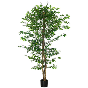 English Elm HOMCOM Realistic 6ft Ficus Artificial Tree with Pot, 1,260 Lush Leaves, No Maintenance Décor W2225P217280