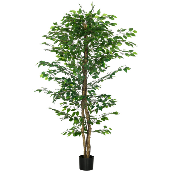 English Elm HOMCOM Realistic 6ft Ficus Artificial Tree with Pot, 1,260 Lush Leaves, No Maintenance Décor W2225P217280