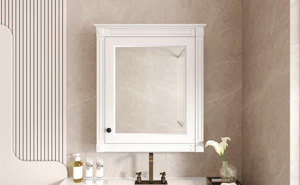 English Elm 24'' 24'' Wall Mounted Bathroom Mirror Cabinet with Adjustable Shelves, Space-Saving Modern Storage Solution White N710P195492K