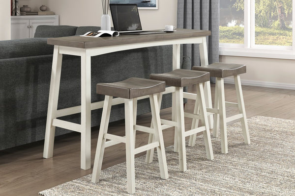 English Elm Transitional Counter Height Stools Set of 2 — 24" Rustic Accent Solid Rubberwood Seats for Islands Coffee,White 45.25 L x 20 W x 9.25 H B011P284441