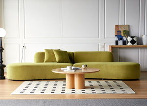 English Elm 132" Curved Sofa with Velvet Upholstery, Luxurious 6-Seater Half Moon Design for Modern Spaces Olive Green B2735S00029