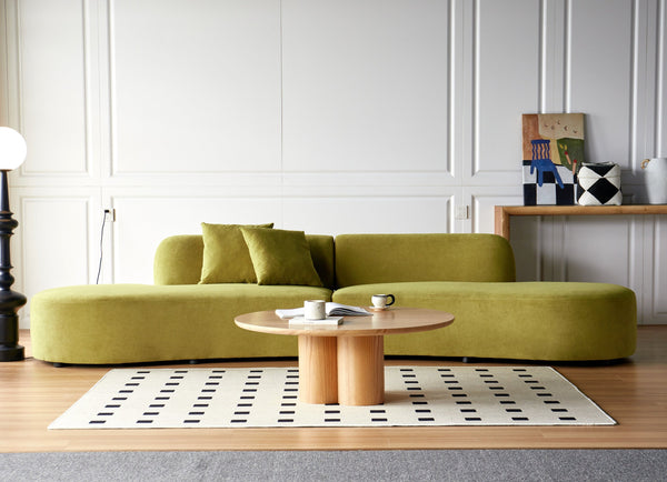 English Elm 132" Curved Sofa with Velvet Upholstery, Luxurious 6-Seater Half Moon Design for Modern Spaces Olive Green B2735S00029