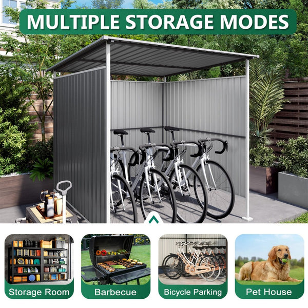 English Elm 6x6ft Outdoor Hardtop Metal Lean to Gazebo for Patio Grill Storage and Backyard W3213P458079