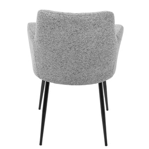 English Elm Andrew Contemporary Dining Accent Chair in Grey Fabric — Plush Upholstery, Tapered Black Legs, Set of 2 B202P223829