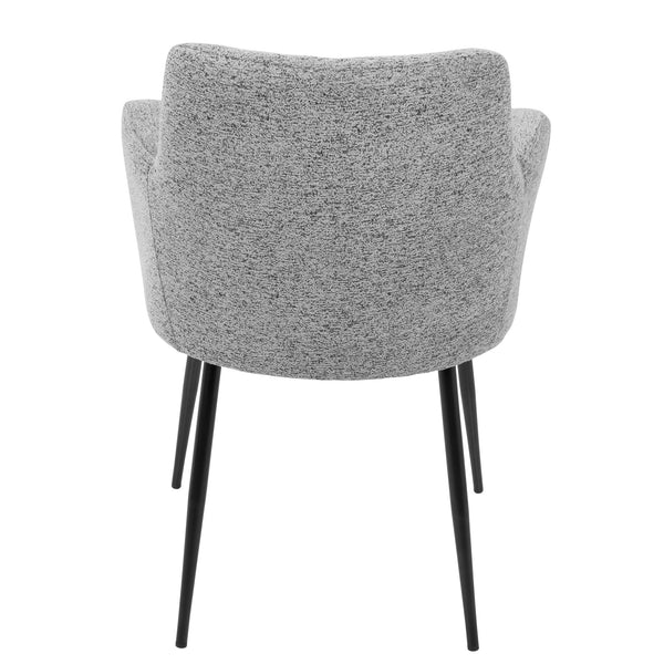 English Elm Andrew Contemporary Dining Accent Chair in Grey Fabric — Plush Upholstery, Tapered Black Legs, Set of 2 B202P223829