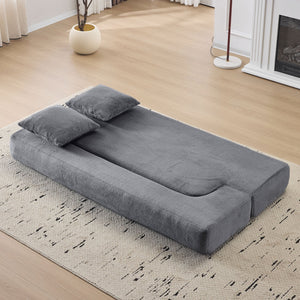 English Elm Ebern Transformable Sectional Sofa With Foam Bed - Versatile Light Grey Chenille Lounger For Small Spaces W1829P280221
