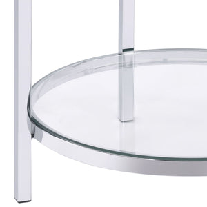 English Elm Virlana Faux Black Marble Top End Table with Chrome Finish, Tempered Glass Shelf, Modern Accent B2726P270973