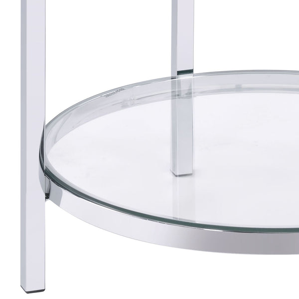 English Elm Virlana Faux Black Marble Top End Table with Chrome Finish, Tempered Glass Shelf, Modern Accent B2726P270973