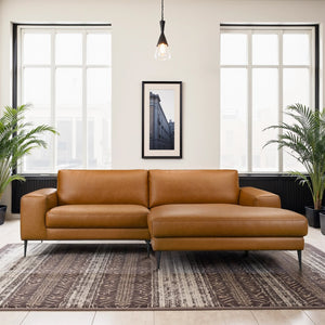 English Elm Easley Vegan Leather L-shaped Sectional Sofa with Chaise Mid-century Living Room B183S00202