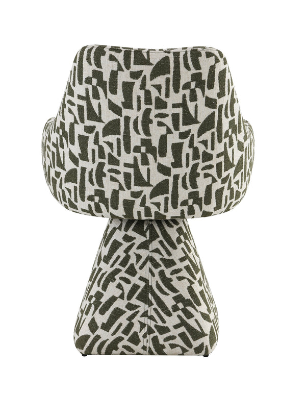 English Elm Priel Green Pattern Fabric Swivel Accent Chair with 360° Rotation, Wooden Frame, 3.5" Cushion, 220lb Capacity B2726P406785