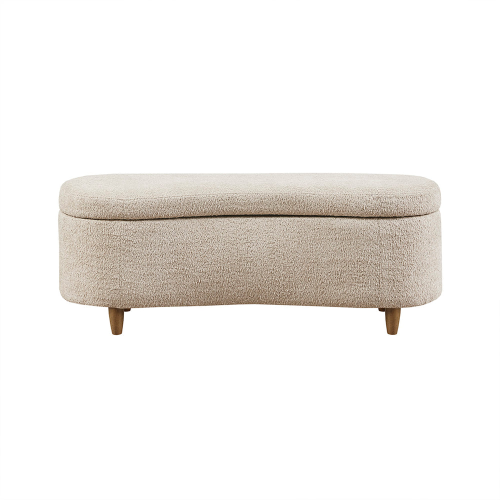 JLA Home INK+IVY - Boucle-Style Plush Curved Storage Bench with Flip-Top Lid, Soft-Close Hinges & Solid Wood Legs II105-0525