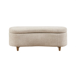 JLA Home INK+IVY - Boucle-Style Plush Curved Storage Bench with Flip-Top Lid, Soft-Close Hinges & Solid Wood Legs II105-0525