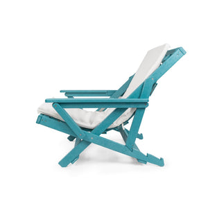 English Elm Pinecrest Outdoor Folding Lounge Chair Recycled Hdpe Reclining Patio Seat with Cushion Teal B2745P409693