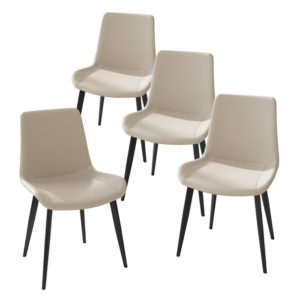 English Elm Dining Chairs Set Of 4 - Modern Upholstered Faux Leather Seat, Durable Metal Legs For Comfort & Style W3316P294866
