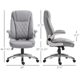 English Elm Vinsetto High Back 360° Swivel Ergonomic Home Office Chair With Flip Up Arms, Faux Leather Computer Desk Rocking Chair, Grey