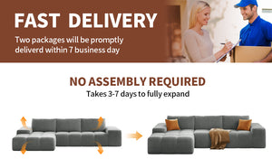 English Elm L-Shaped Modular Sofa With No Assembly, Deep Seating, Soft Flannelette, Perfect For Modern Spaces W3737S00005