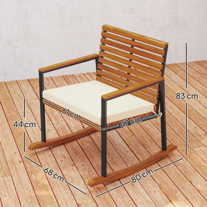 English Elm Outsunny Acacia Wood Patio Rocking Chair Set of 2 with Cushions and Armrests W2225P485614