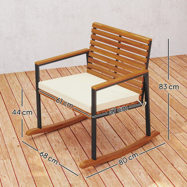 English Elm Outsunny Acacia Wood Patio Rocking Chair Set of 2 with Cushions and Armrests W2225P485614