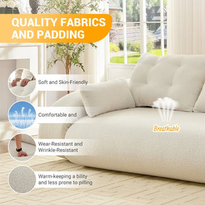 English Elm Human Foldable Floor Sofa Plush Teddy Fabric 3in1 Sleeper Lounge Bed for Living Room Beige W3219P278530