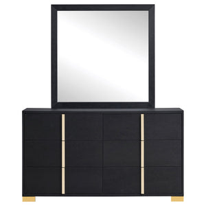 English Elm James White Glam Dresser with Mirror Gold Hardware Six Drawers Bedroom Vanity Set B062S01756