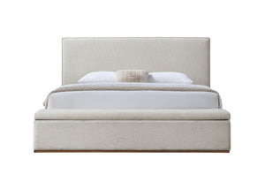English Elm Boxter Beige Linen Queen Bed With Underbed Storage – Stylish & Functional Modern Bedroom Upgrade B2726S00561