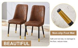 English Elm Table & Chair Set: Industrial Walnut Dining Table With 8 Brown Suede Chairs For Modern Spaces W1151S02433-GIGA