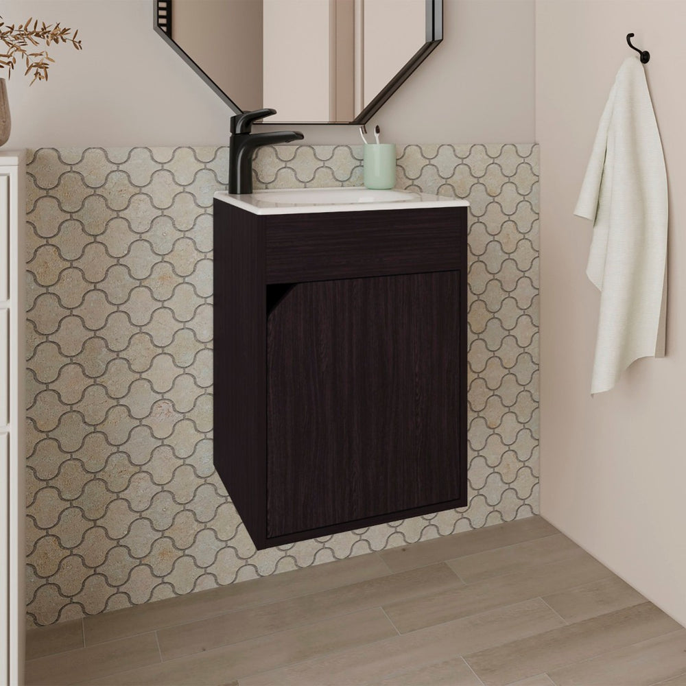 English Elm Wengue Floating Bathroom Vanity - Stylish, Space-Saving Design With Soft-Close Door & Modern Appeal B062P355660-GIGA