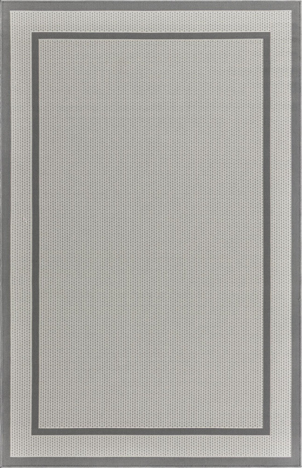 Unique Loom Outdoor Border Border Machine Made Border Rug Gray, Gray/Silver 5' 3" x 8' 0"