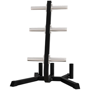 English Elm Soozier Olympic Weight Tree with Six Plate Posts Three Bar Holders Steel Frame Gym Black W2225P217795