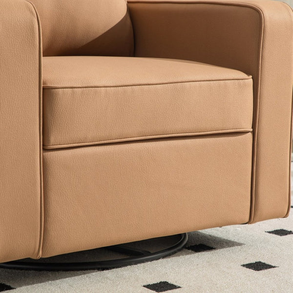 English Elm 33.6''w Swivel Club Chair Tech Cloth Upholstery Hidden Storage Square Accent Seat Amber W3098S00048