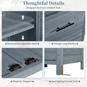 English Elm (with Hutch) Topamx Solid Fir Potting Bench Patio Workstation Spice Rack Drawer Gray N717P404331E