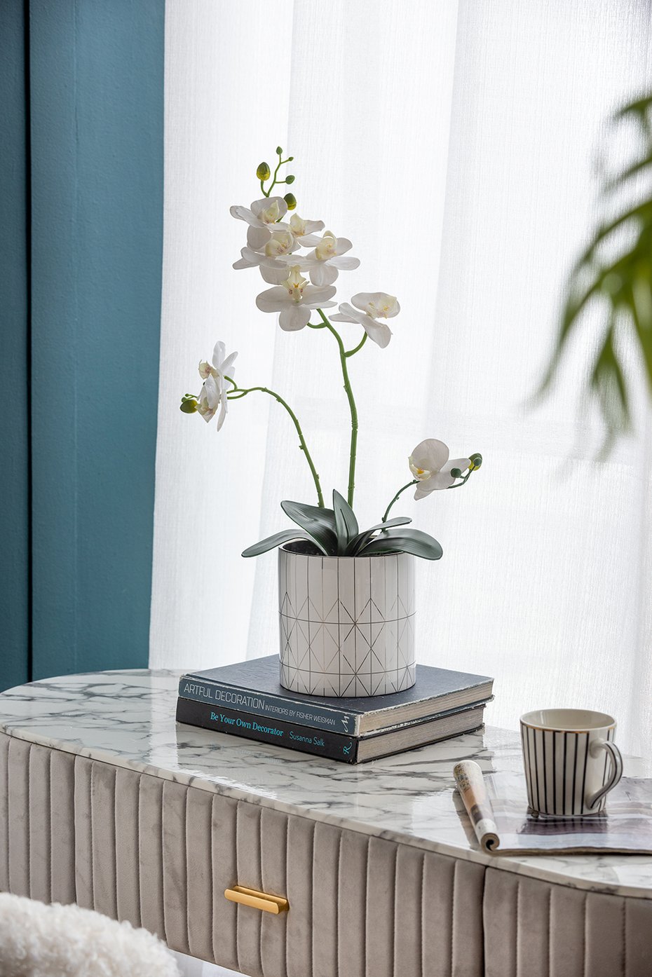 English Elm D6.3x6.3" Ceramic Planter with Modern Diamond Texture — Stylish Tabletop Pot for Indoor Greenery (7"H) W2078P391147