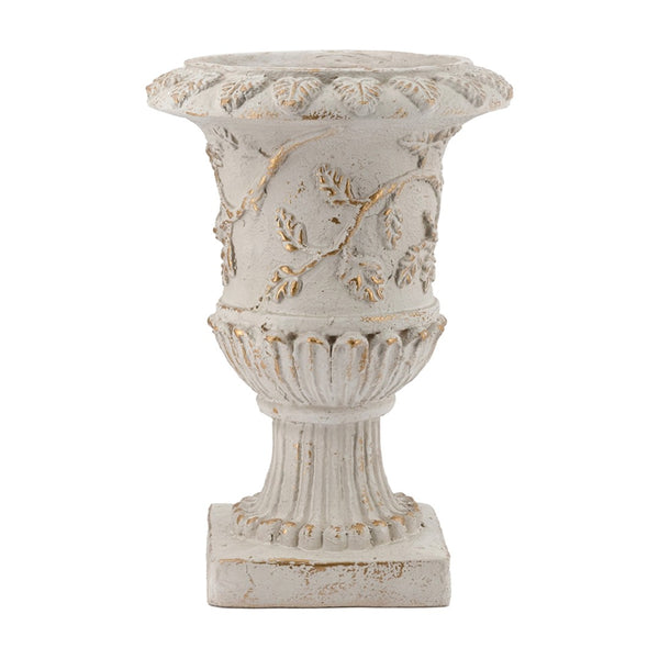 English Elm 14x14x20.3" Classical Magnesium Urn Planter Ornate Carved Relief Antique White Finish W2078P494882