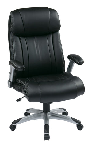 OSP Home Furnishings Executive Bonded Leather Office Chair with Lumbar Support Padded Arms and Pneumatic Lift ECH38665A-EC3