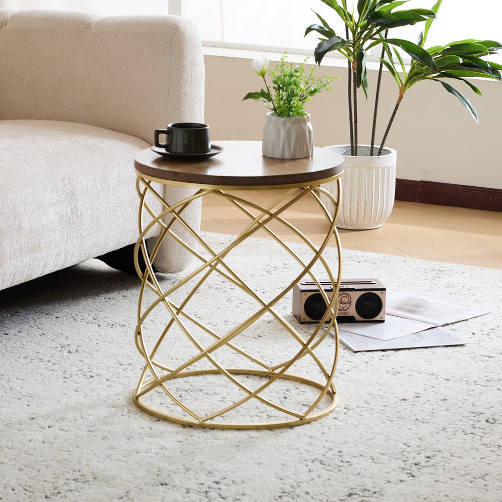 English Elm Christopher Knight Home® - Golden Side table with MDF Top & Gold Metal Birdcage Frame, 17"x17"x20.5" Modern No-Assembly Accent Piece N770P234470G