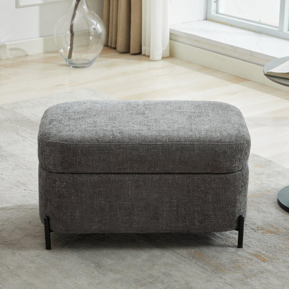 English Elm 30.3" Chenille Storage Ottoman with Lift Top Hidden Compartment for Entryway or Living Room W1298P248788