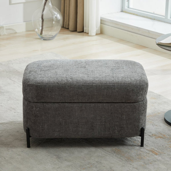 English Elm 30.3" Chenille Storage Ottoman with Lift Top Hidden Compartment for Entryway or Living Room W1298P248788
