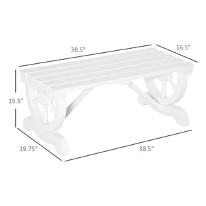 English Elm Outdoor Wagon Wheel Fir Wood Patio Bench Rustic White Slatted 2 Person Seating T3971P417278