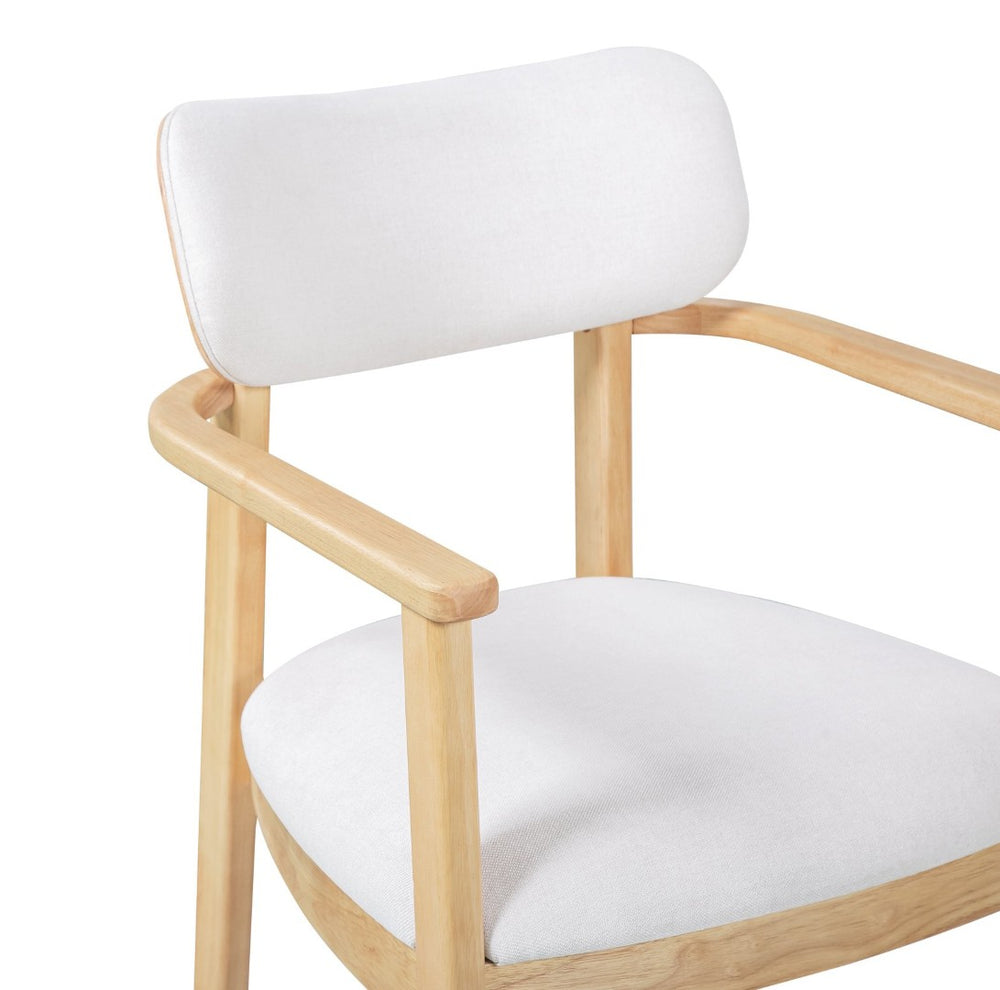 English Elm Indoor Beige Upholstered Dining Chairs Set of 2 Rubberwood Frame for Modern Kitchens Natural N772P389535N