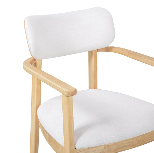 English Elm Indoor Beige Upholstered Dining Chairs Set of 2 Rubberwood Frame for Modern Kitchens Natural N772P389535N