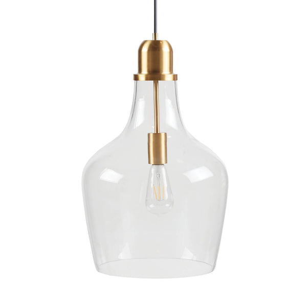 English Elm Bell Bell Shaped Glass Pendant Light Gold & Clear 13" Shade, 93" Drop, Iron Base, Modern Luxe B035P264532