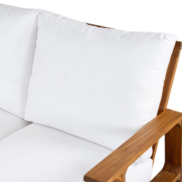 English Elm 2 Piece Acacia Wood Outdoor Sofa Set with Coffee Table and Weather Resistant Cushions Teak,White N719P246159L