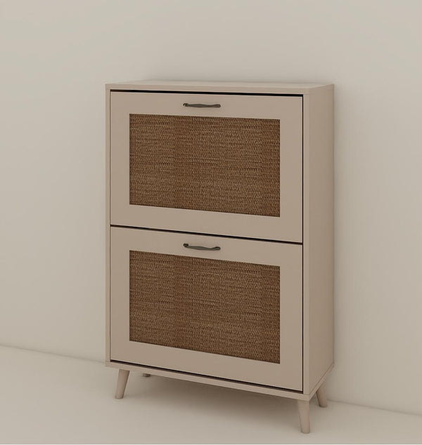 English Elm 2-Tier Shoe Rack Antique Grey - Stable Engineered Wood Entryway Organizer, Open Design Holds 12 Pairs, Space-Saving Durable Storage Solution W2139P306372