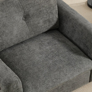 English Elm 42*33" Single Sofa Armchair with Wide Seat, Tufted Chenille, High-Density Foam, Dual USB Charging Ports, Luxe Comfort for Living Rooms Gray N723P305133E