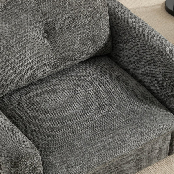 English Elm 42*33" Single Sofa Armchair with Wide Seat, Tufted Chenille, High-Density Foam, Dual USB Charging Ports, Luxe Comfort for Living Rooms Gray N723P305133E