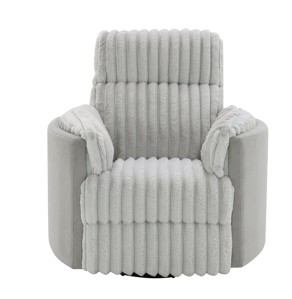 English Elm Emee Gray Corduroy Glider Recliner w/ Swivel, Pocket Coil Seat, Curved Arms & Smooth Glide Comfort B2726P251668