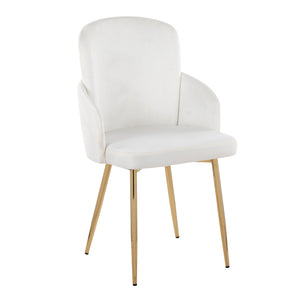 English Elm Dahlia Elegant Dining Chairs Set Of 2 In Cream Velvet & Gold Metal - Luxe Modern Accent Seating B202S01187